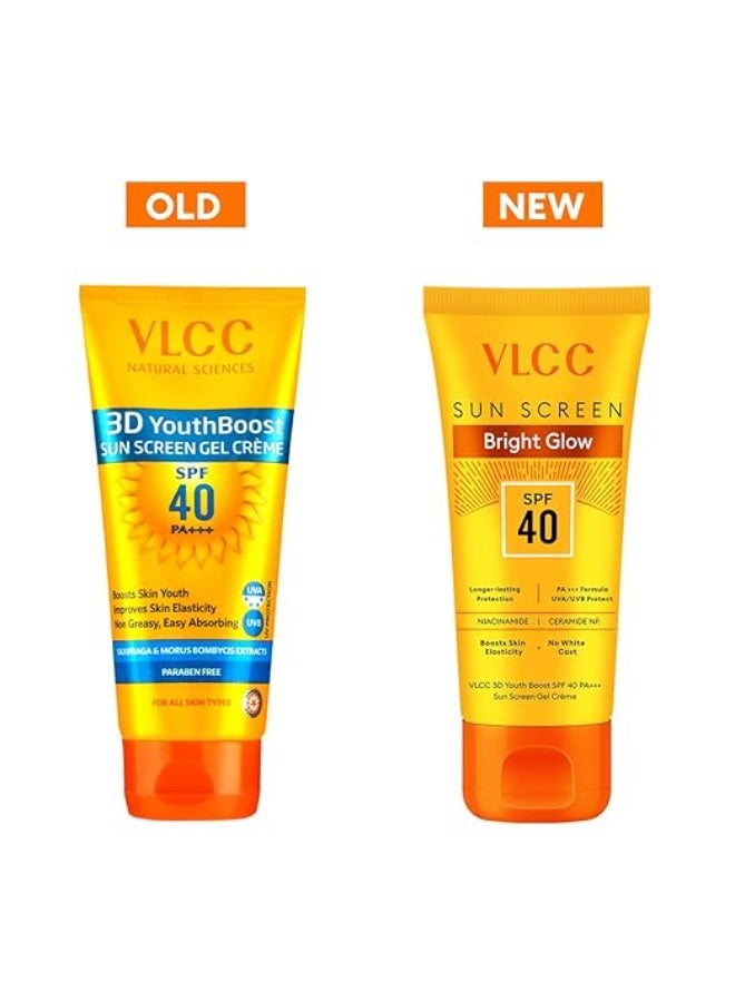 VLCC 3D Youth Boost SPF 40 +++ Sun Screen Gel Cream - 50g | Non-Greazy, Zero White Cast Sunscreen | Helps Plump Skin & Control Pigmentation | Saxifraga & Mulberry Extract. - Image 2